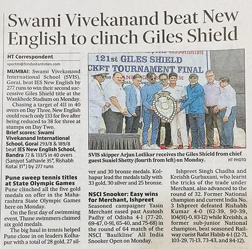 Swami Vivekanand beat New English to clinch Giles Shield